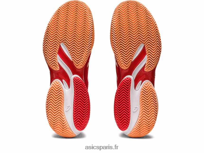 Hommes Asics court ff 3 novak terre battue BXL8B274 rouge feu/blanc