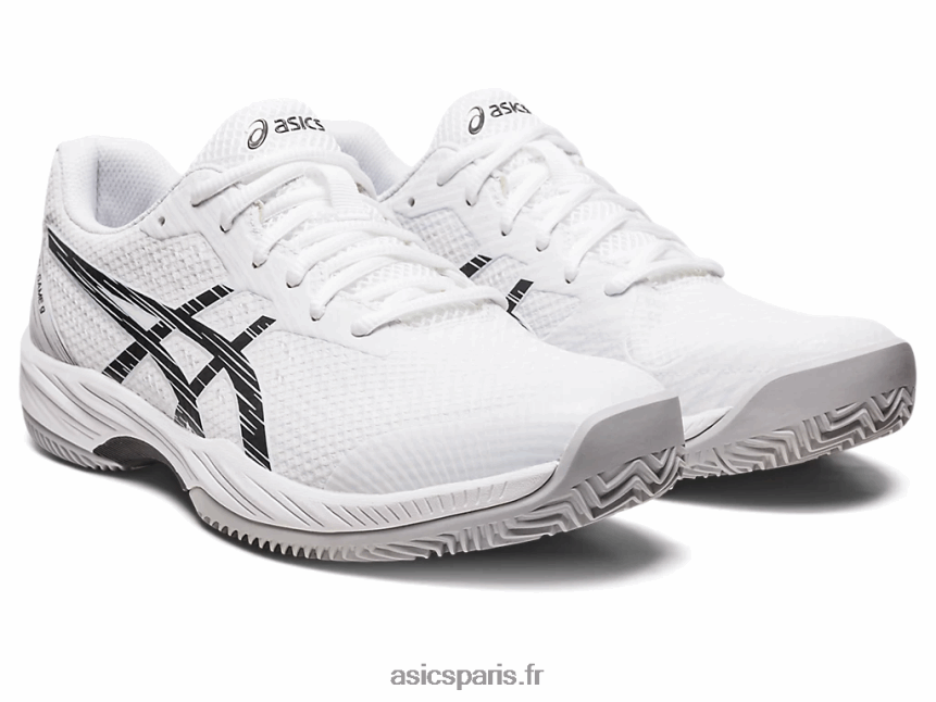 Hommes Asics gel-jeu 9 argile/oc BXL8B2432 blanc noir