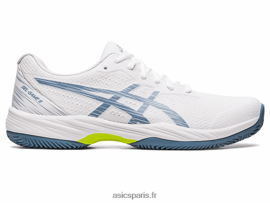 Hommes Asics gel-jeu 9 argile/oc BXL8B2439 blanc/bleu acier