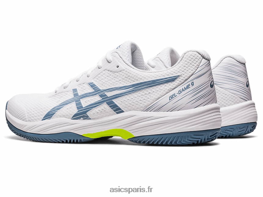 Hommes Asics gel-jeu 9 argile/oc BXL8B2439 blanc/bleu acier