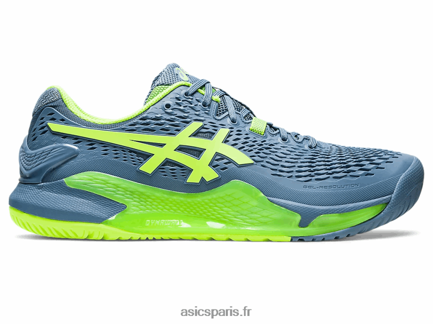 Hommes Asics gel-résolution 9 BXL8B2366 bleu acier/vert danger