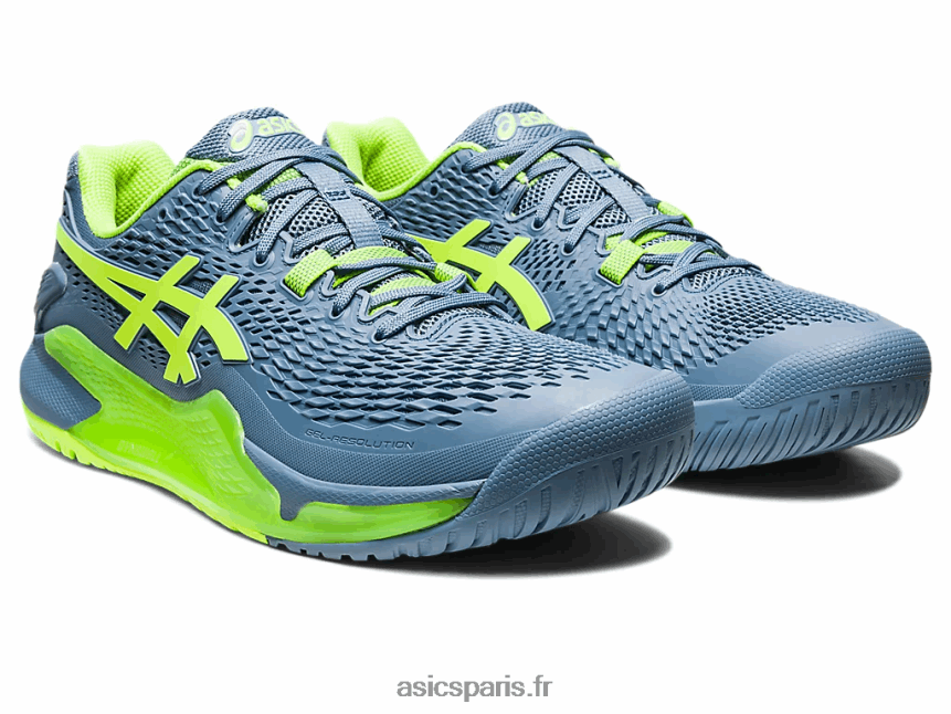 Hommes Asics gel-résolution 9 BXL8B2366 bleu acier/vert danger