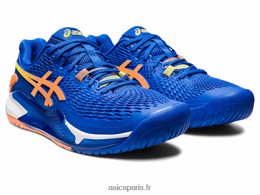 Hommes Asics gel-résolution 9 BXL8B262 bleu thon/pêche soleil