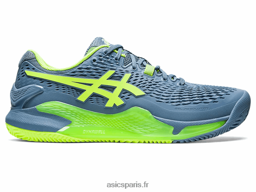 Hommes Asics gel-résolution 9 argile BXL8B2398 bleu acier/vert danger