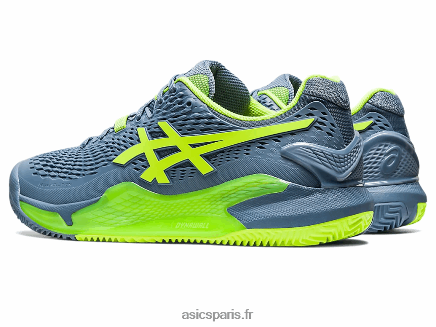 Hommes Asics gel-résolution 9 argile BXL8B2398 bleu acier/vert danger