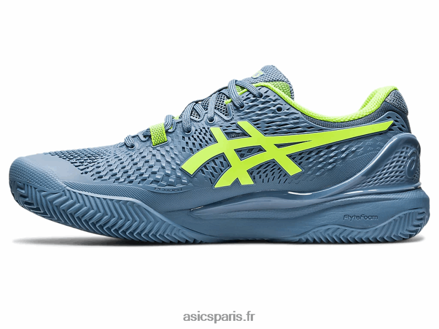 Hommes Asics gel-résolution 9 argile BXL8B2398 bleu acier/vert danger