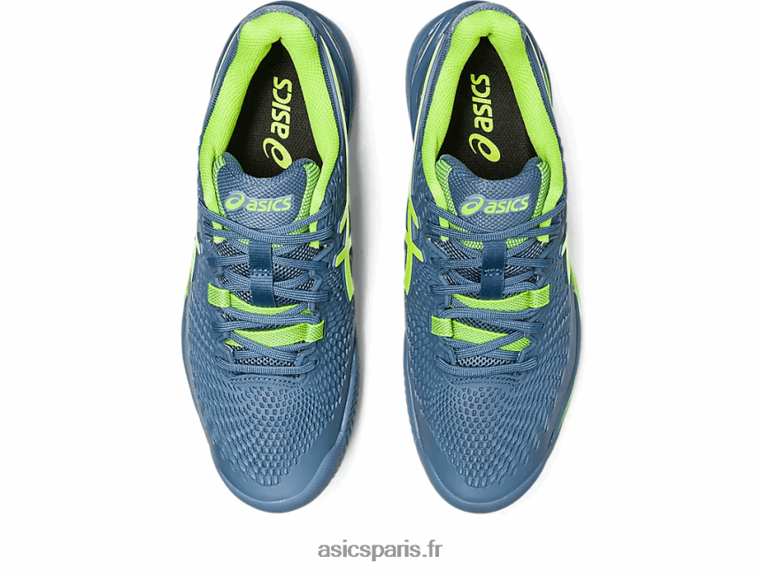 Hommes Asics gel-résolution 9 argile BXL8B2398 bleu acier/vert danger