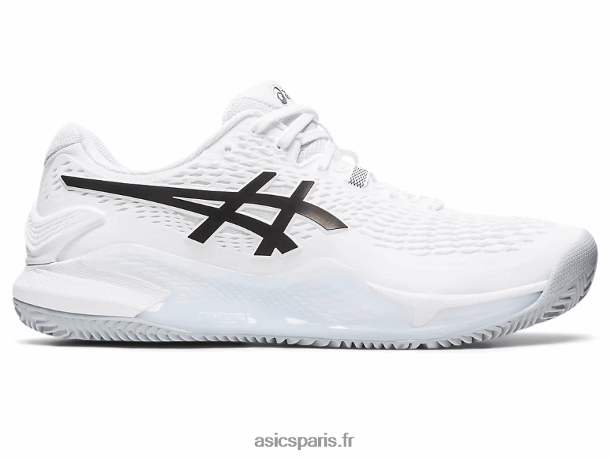Hommes Asics gel-résolution 9 argile BXL8B2401 blanc noir