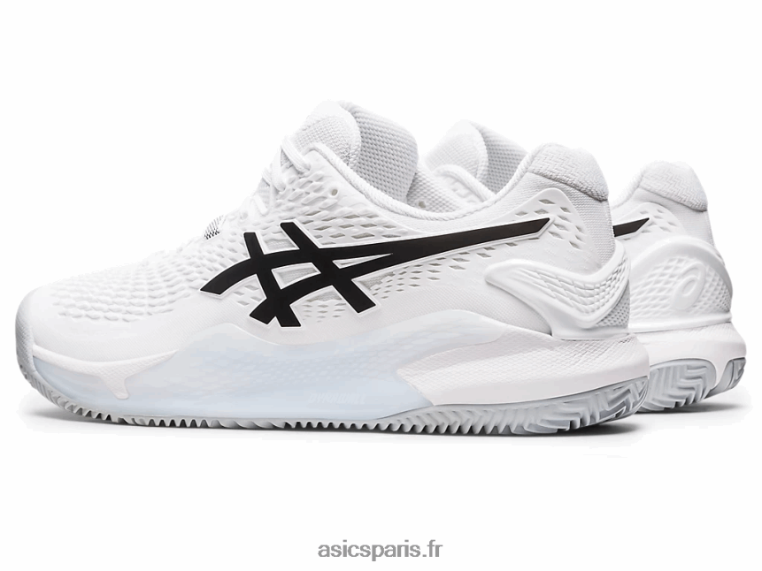 Hommes Asics gel-résolution 9 argile BXL8B2401 blanc noir