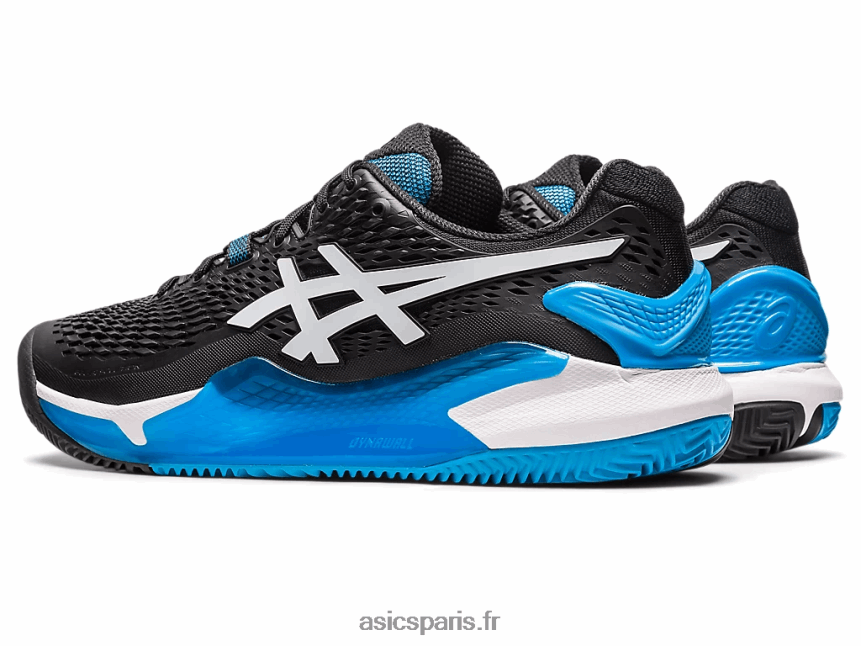 Hommes Asics gel-résolution 9 argile BXL8B2405 noir blanc