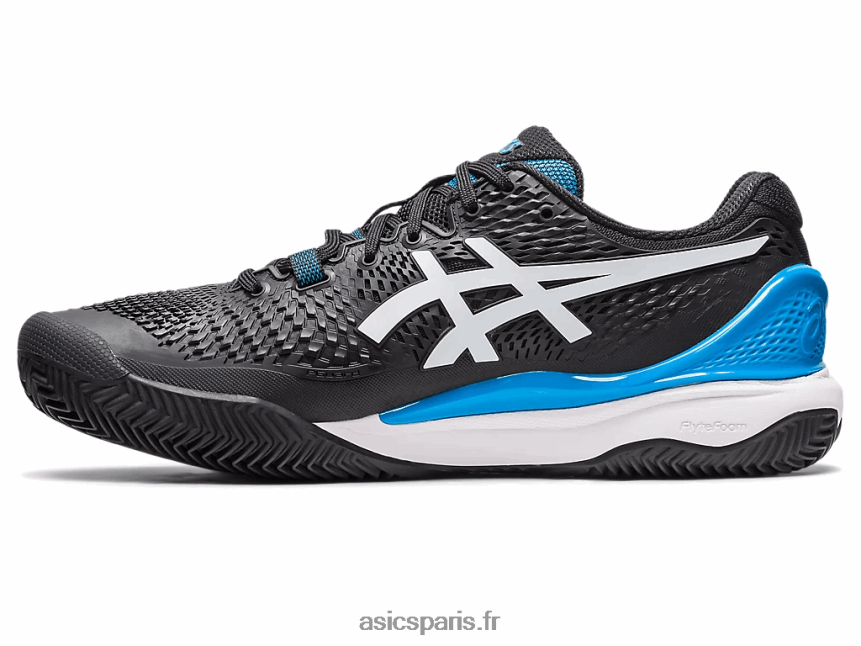 Hommes Asics gel-résolution 9 argile BXL8B2405 noir blanc