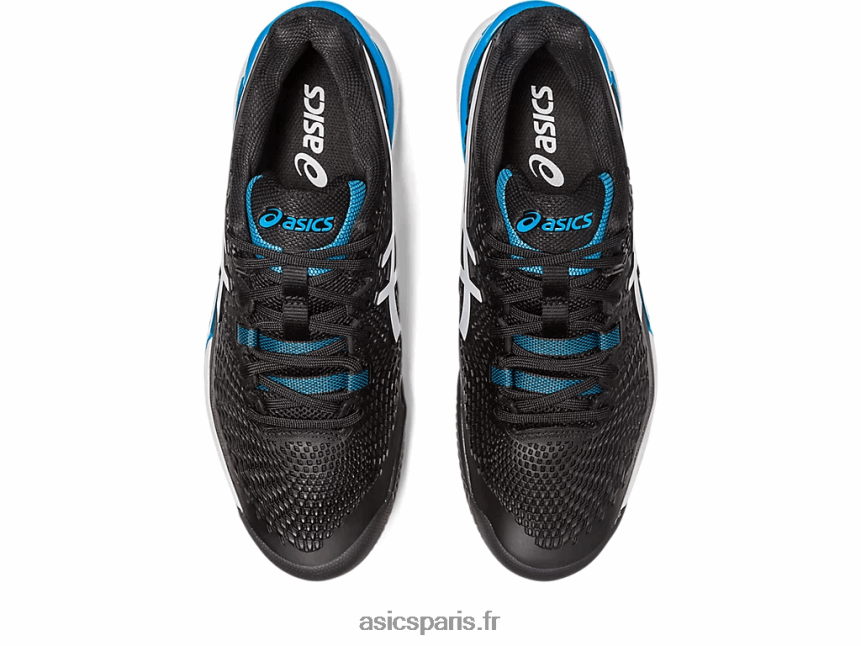 Hommes Asics gel-résolution 9 argile BXL8B2405 noir blanc