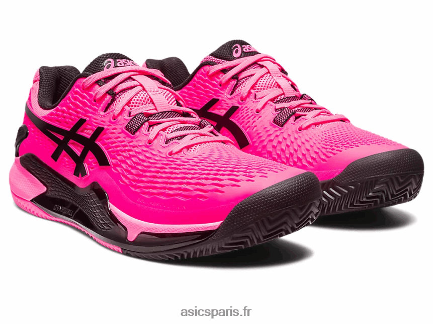 Hommes Asics gel-résolution 9 argile BXL8B249 rose vif/noir