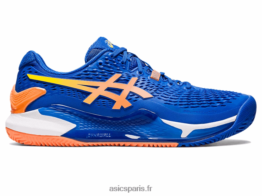 Hommes Asics gel-résolution 9 argile BXL8B289 bleu thon/pêche soleil