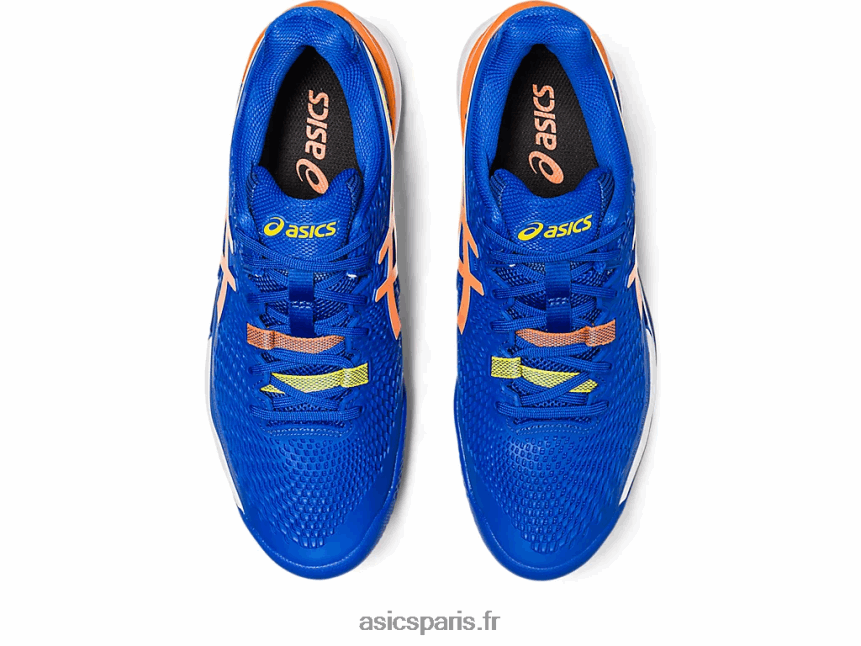 Hommes Asics gel-résolution 9 argile BXL8B289 bleu thon/pêche soleil
