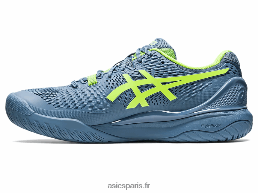 Hommes Asics gel-résolution 9 de large BXL8B2364 bleu acier/vert danger