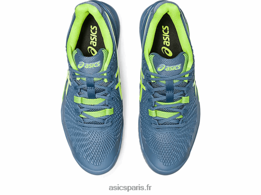 Hommes Asics gel-résolution 9 de large BXL8B2364 bleu acier/vert danger