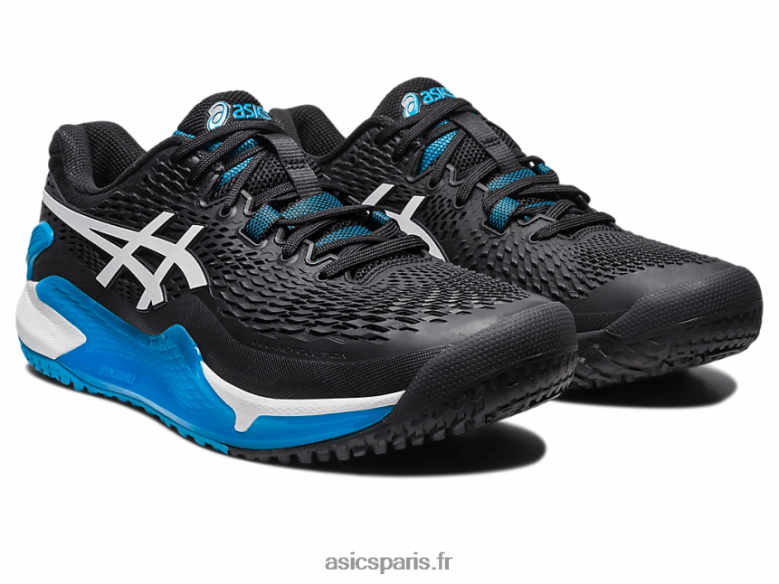 Hommes Asics gel-résolution 9 oc de large BXL8B2567 noir blanc