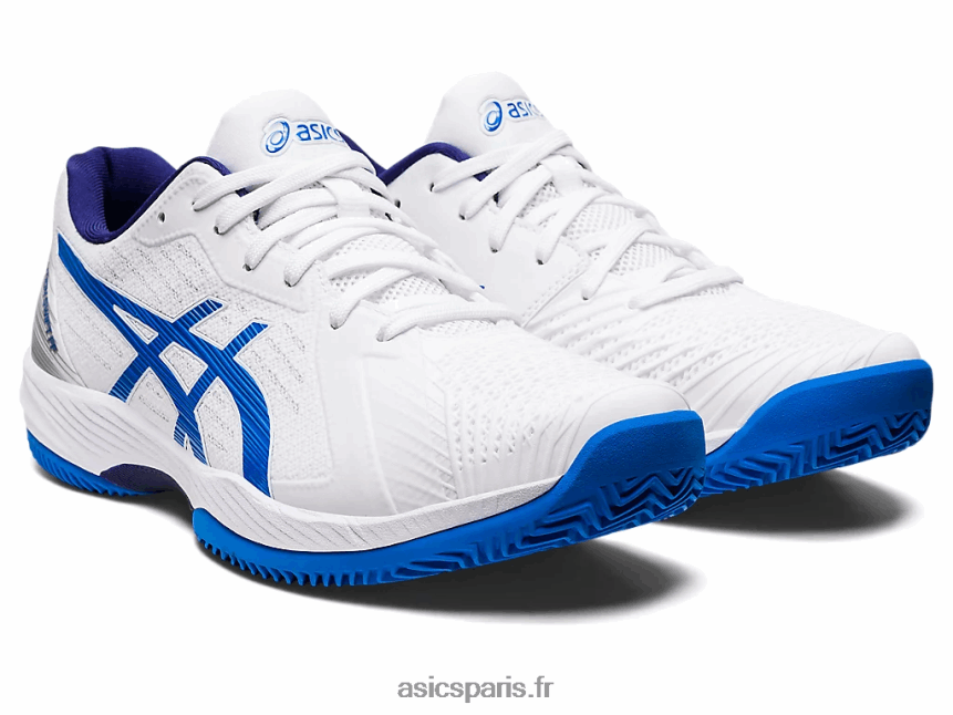 Hommes Asics solution d\'argile rapide ff BXL8B21107 blanc/bleu électrique