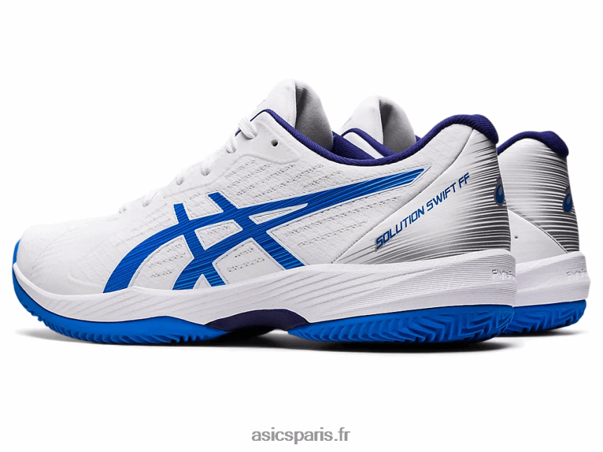 Hommes Asics solution d\'argile rapide ff BXL8B21107 blanc/bleu électrique