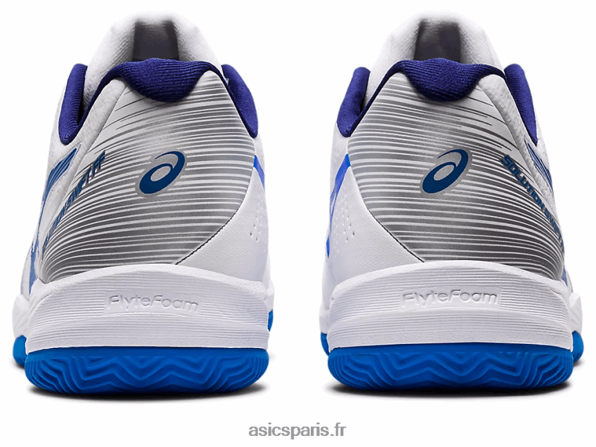 Hommes Asics solution d\'argile rapide ff BXL8B21107 blanc/bleu électrique