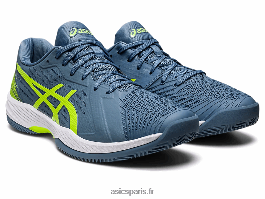 Hommes Asics solution d\'argile rapide ff BXL8B2514 bleu acier/vert danger