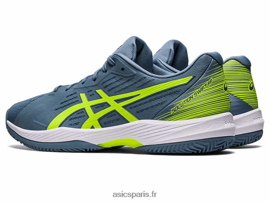 Hommes Asics solution d\'argile rapide ff BXL8B2514 bleu acier/vert danger