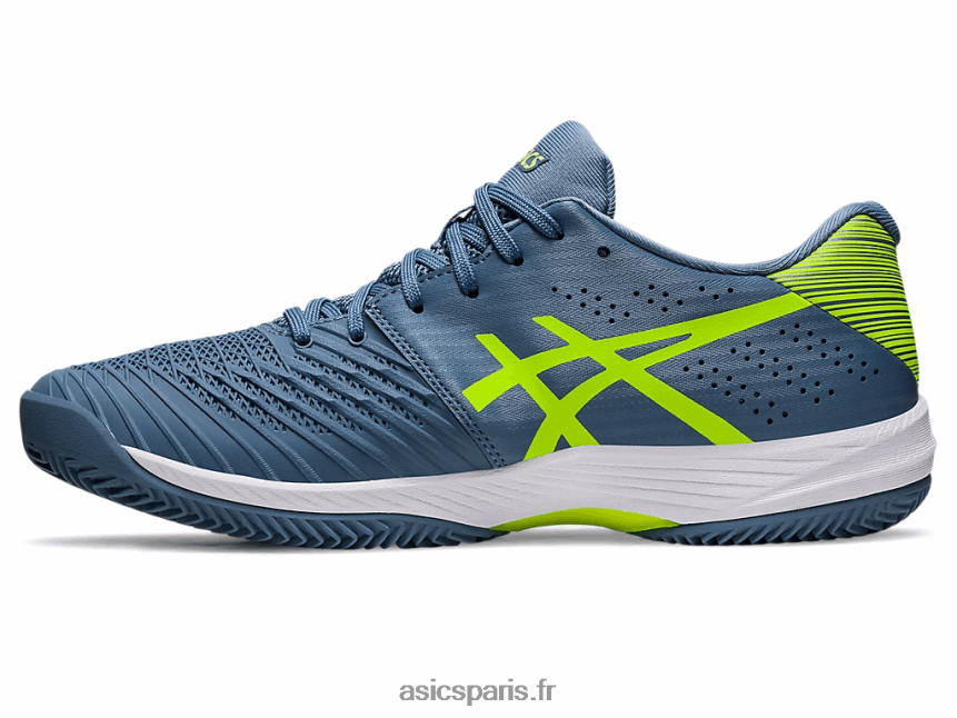 Hommes Asics solution d\'argile rapide ff BXL8B2514 bleu acier/vert danger