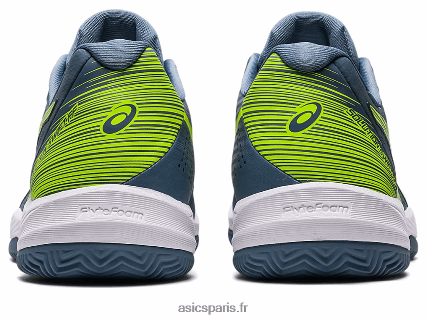 Hommes Asics solution d\'argile rapide ff BXL8B2514 bleu acier/vert danger