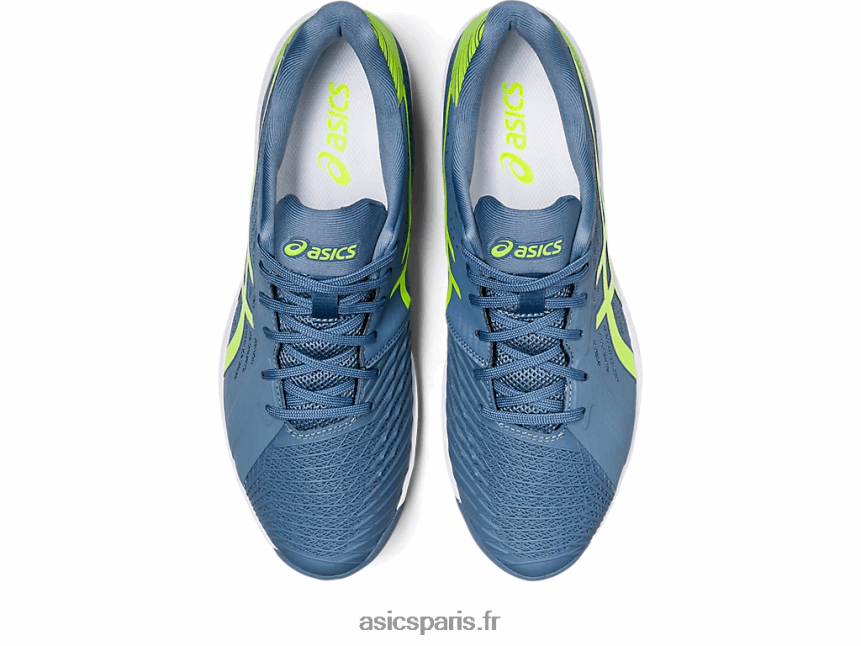 Hommes Asics solution d\'argile rapide ff BXL8B2514 bleu acier/vert danger