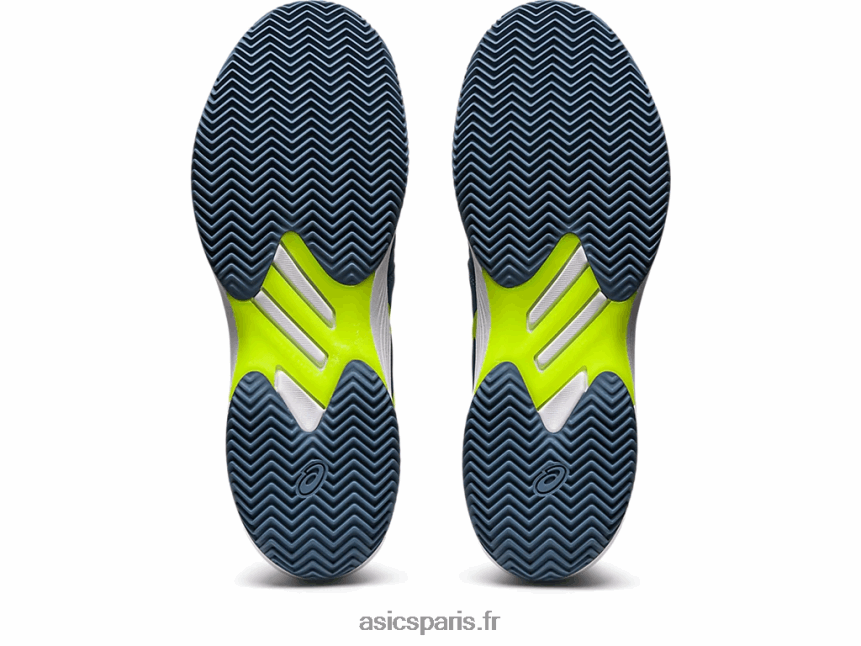 Hommes Asics solution d\'argile rapide ff BXL8B2514 bleu acier/vert danger