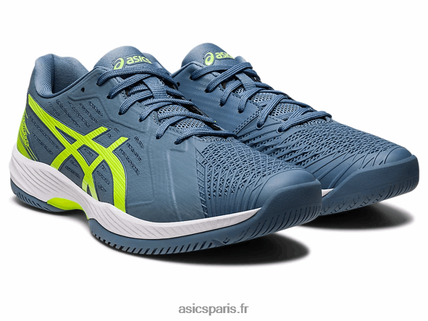 Hommes Asics solution rapide ff BXL8B2477 bleu acier/vert danger