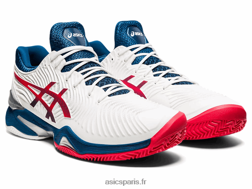 Hommes Asics terrain ff 2 terre battue BXL8B21995 blanc/bleu mako