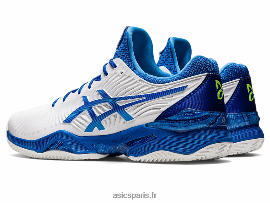 Hommes Asics terre battue ff novak BXL8B21003 blanc/bleu thon