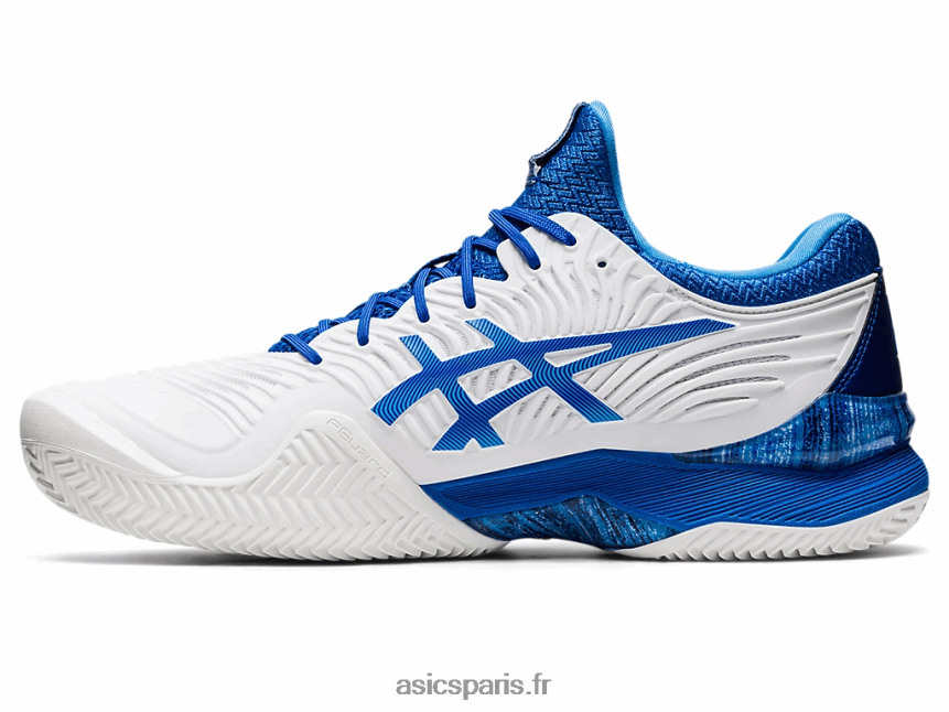 Hommes Asics terre battue ff novak BXL8B21003 blanc/bleu thon