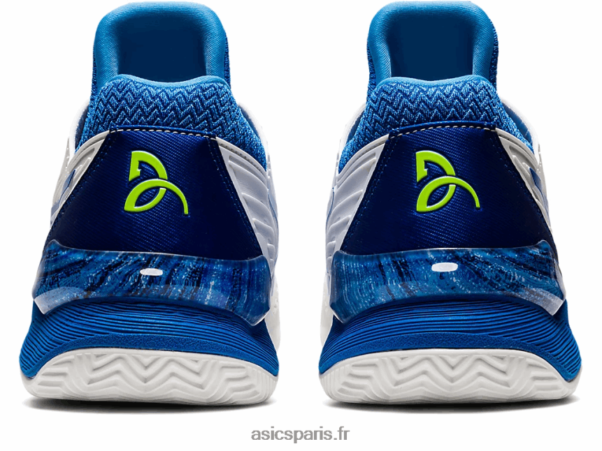 Hommes Asics terre battue ff novak BXL8B21003 blanc/bleu thon