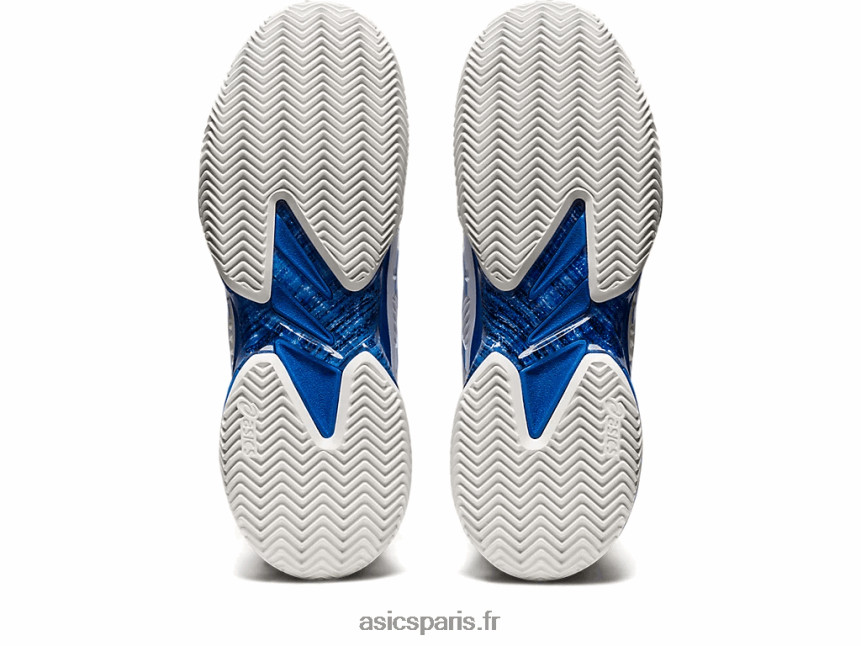 Hommes Asics terre battue ff novak BXL8B21003 blanc/bleu thon