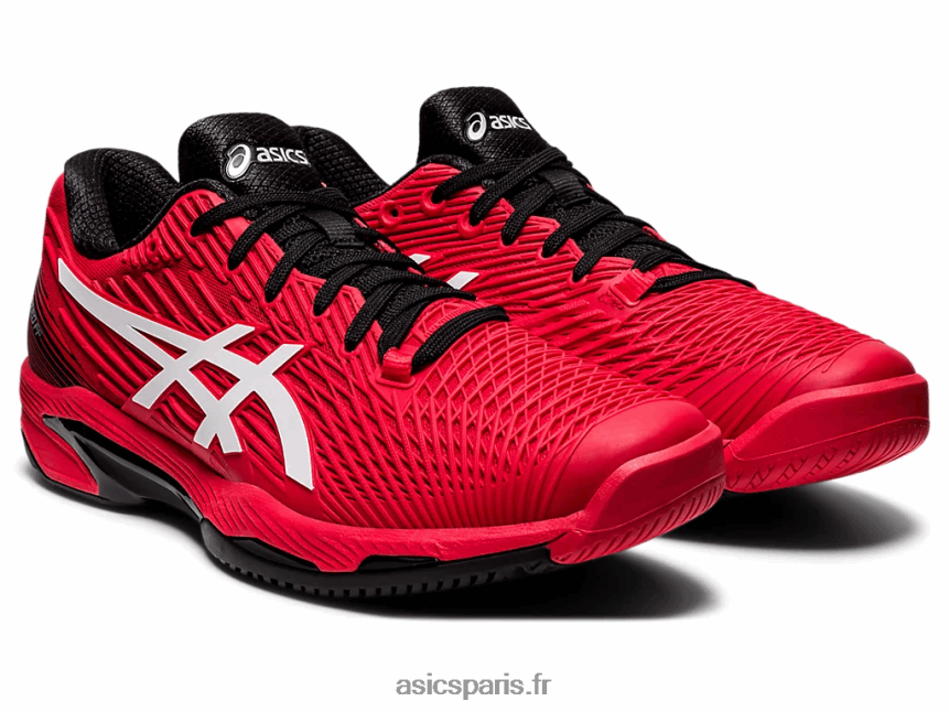 Hommes Asics vitesse de solution ff 2 BXL8B21660 rouge électrique/blanc