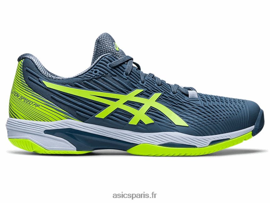 Hommes Asics vitesse de solution ff 2 BXL8B2345 bleu acier/vert danger
