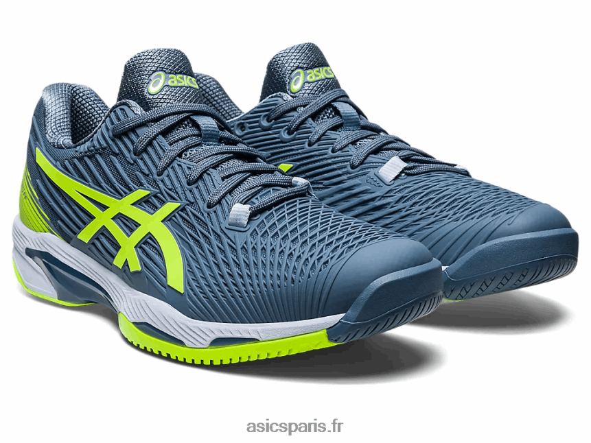 Hommes Asics vitesse de solution ff 2 BXL8B2345 bleu acier/vert danger