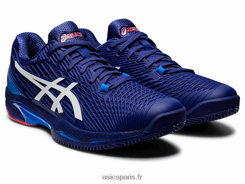 Hommes Asics vitesse de solution ff 2 argile BXL8B21156 bleu marine/blanc