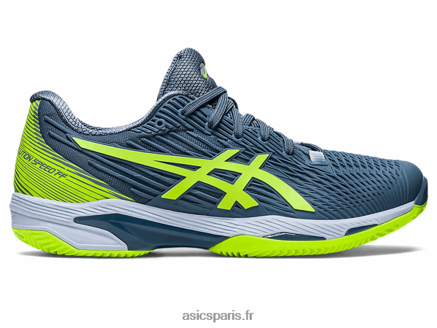 Hommes Asics vitesse de solution ff 2 argile BXL8B2470 bleu acier/vert danger
