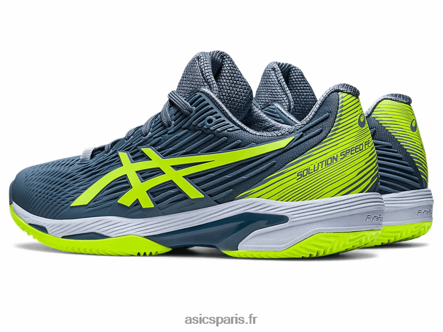 Hommes Asics vitesse de solution ff 2 argile BXL8B2470 bleu acier/vert danger