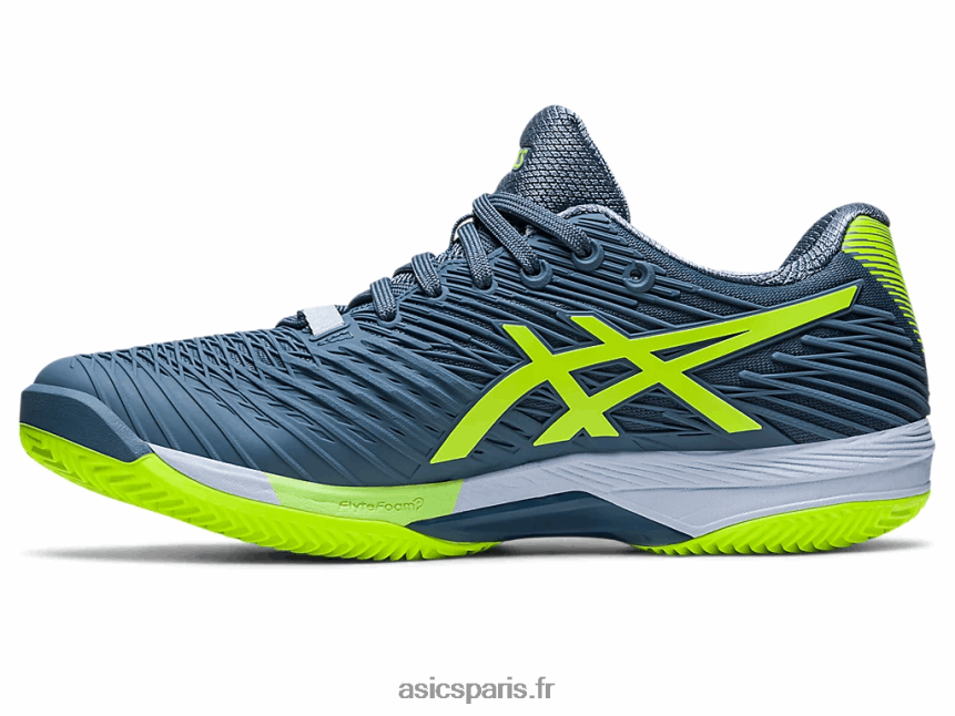 Hommes Asics vitesse de solution ff 2 argile BXL8B2470 bleu acier/vert danger
