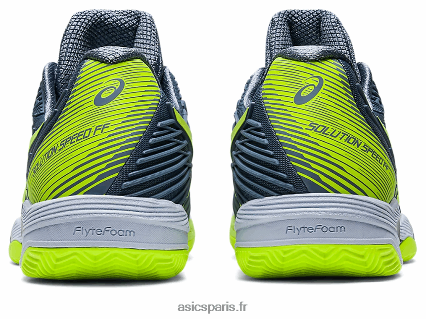 Hommes Asics vitesse de solution ff 2 argile BXL8B2470 bleu acier/vert danger