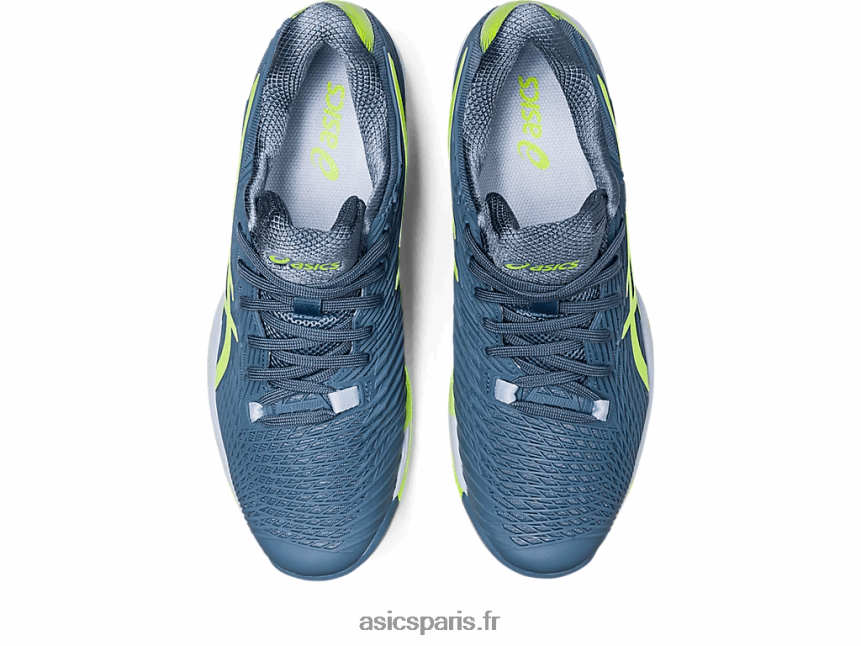 Hommes Asics vitesse de solution ff 2 argile BXL8B2470 bleu acier/vert danger
