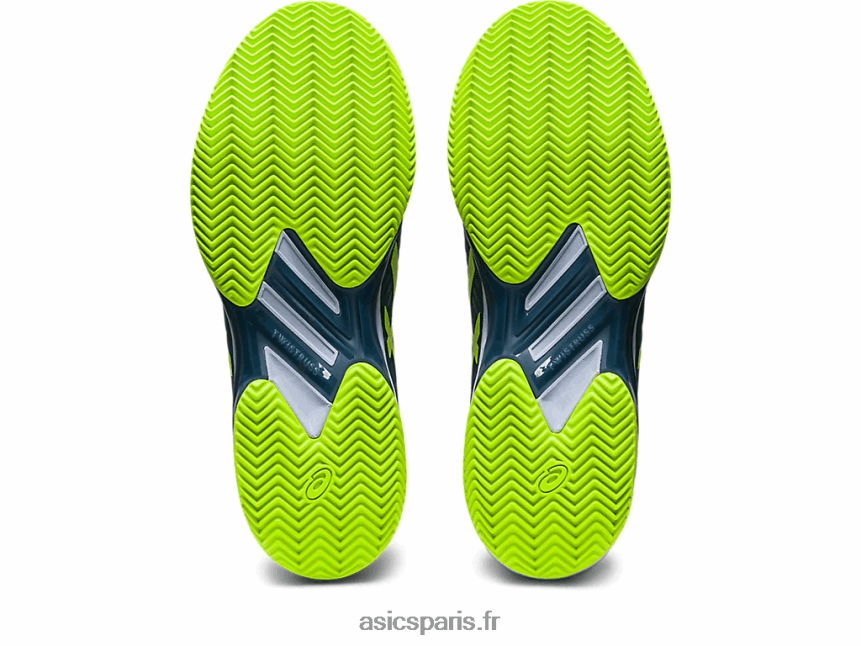 Hommes Asics vitesse de solution ff 2 argile BXL8B2470 bleu acier/vert danger