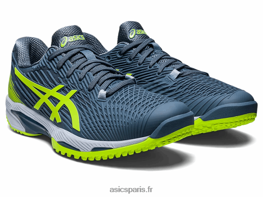 Hommes Asics vitesse de solution ff 2 oc BXL8B2562 bleu acier/vert danger