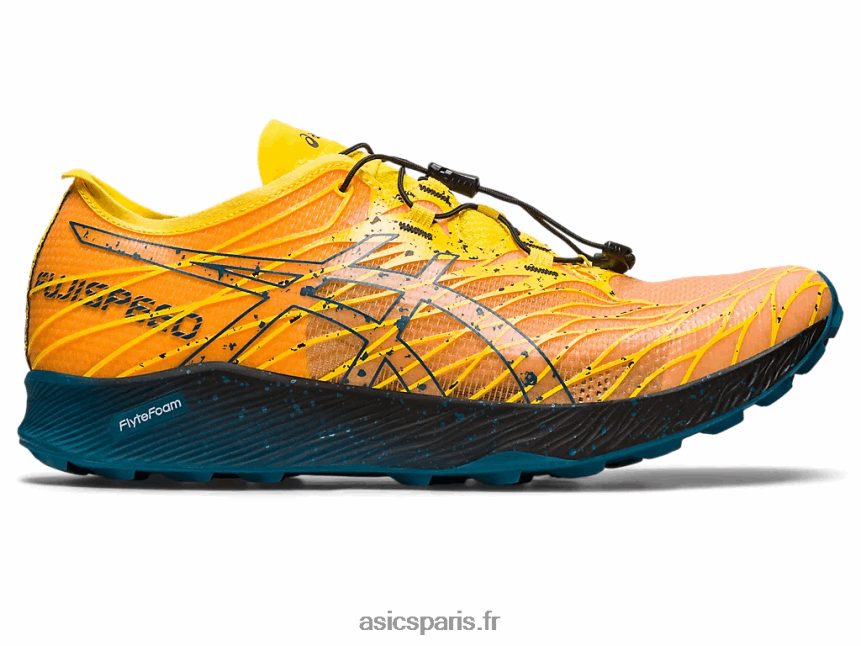 Hommes Asics fujispeed BXL8B2636 jaune d'or/sarcelle d'encre