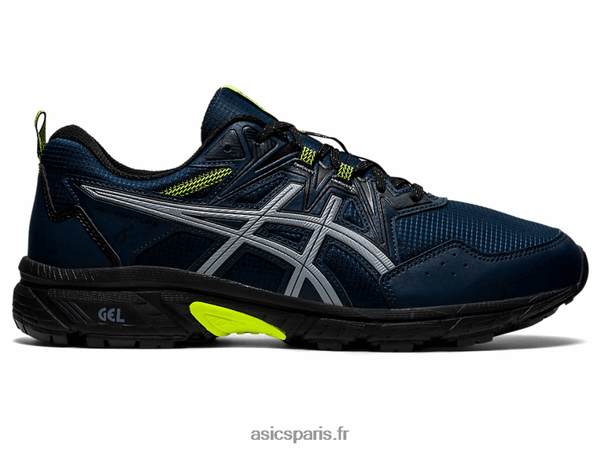 Hommes Asics poinçon gel-venture 8 BXL8B21628 bleu français/jaune de sécurité